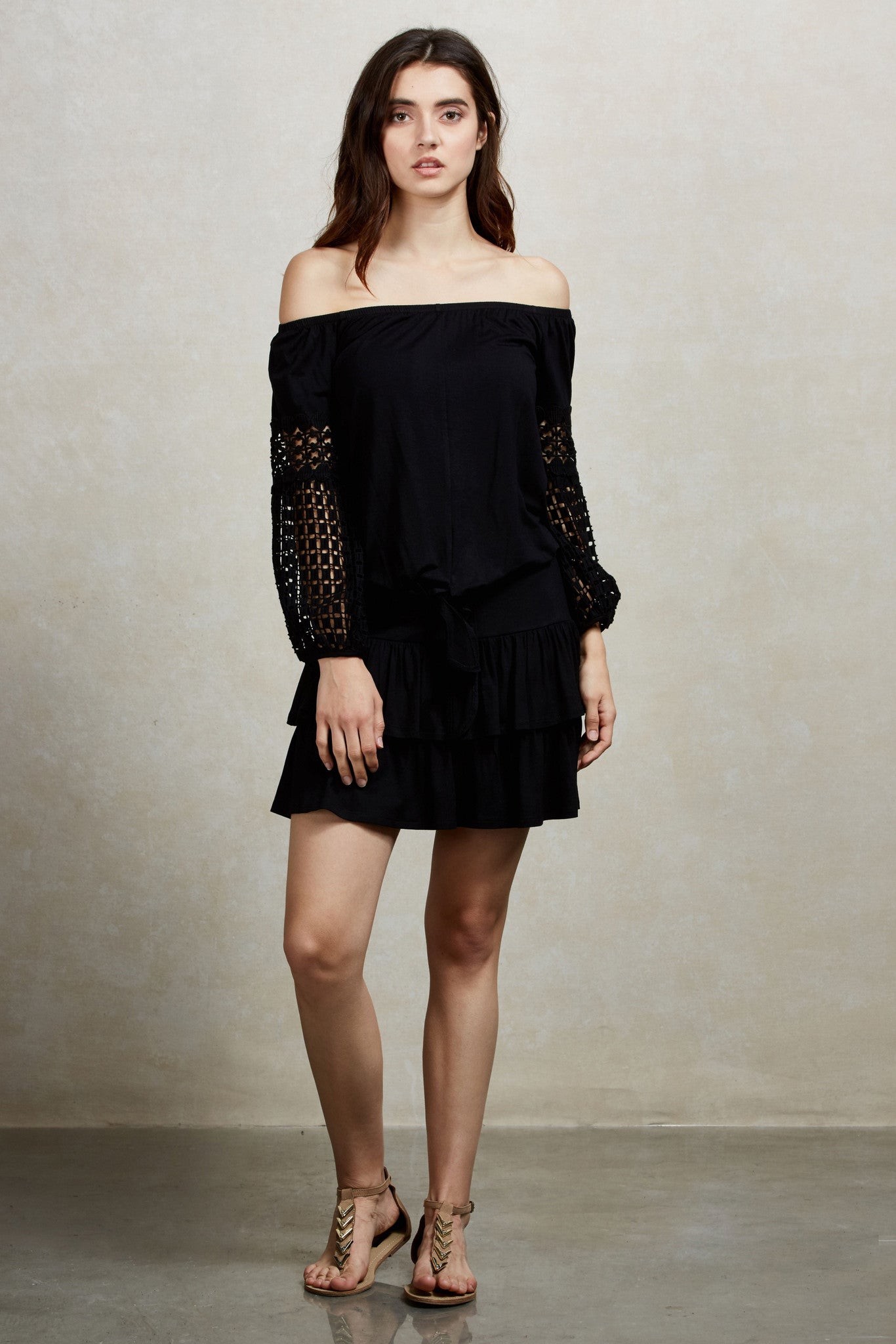 NATHASHA OFF THE SHOULDER TOP (Black)-VT1821
