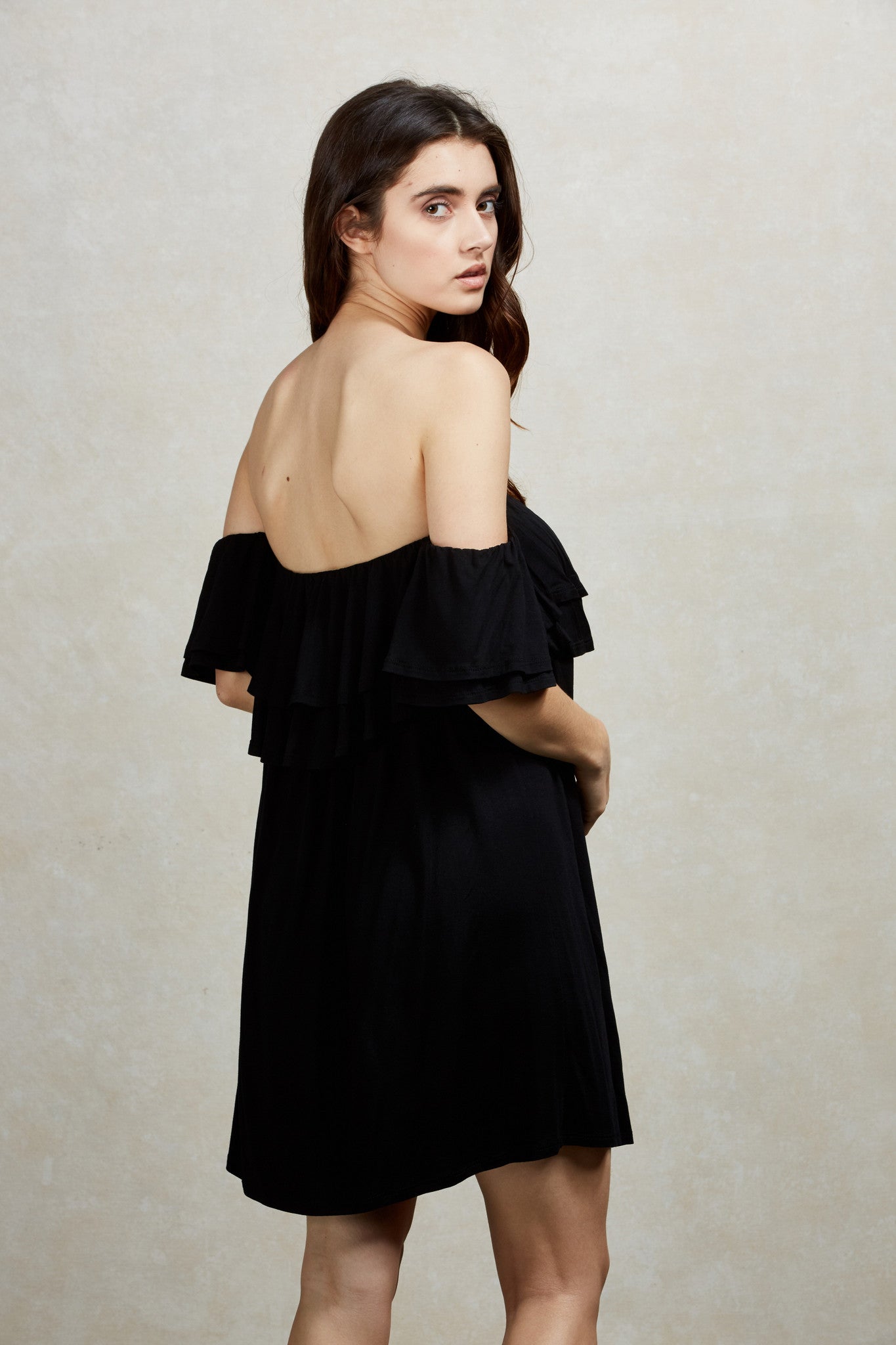 HERA OFF SHOULDER MINI DRESS (BABY BLUE, BLACK)-VD1632
