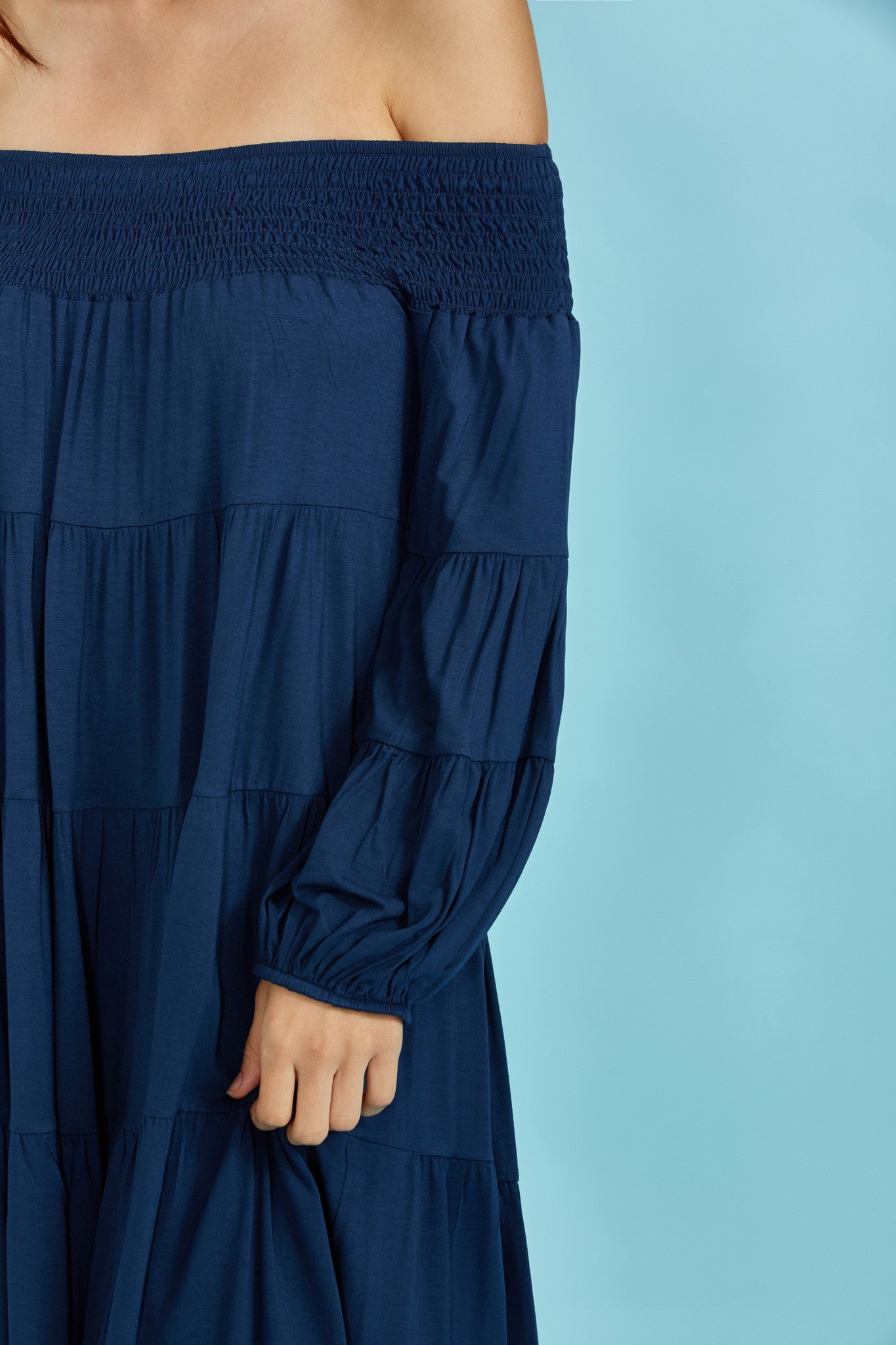 DARLINE OFF SHOULDER MINI DRESS (Navy)-VD1604