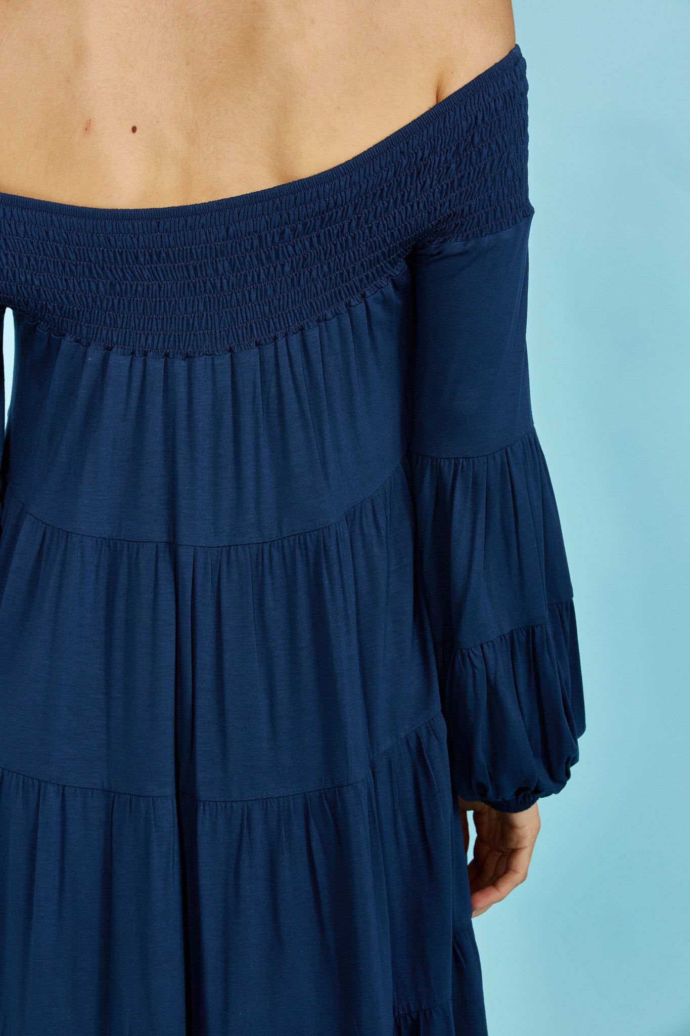 DARLINE OFF SHOULDER MINI DRESS (Navy)-VD1604