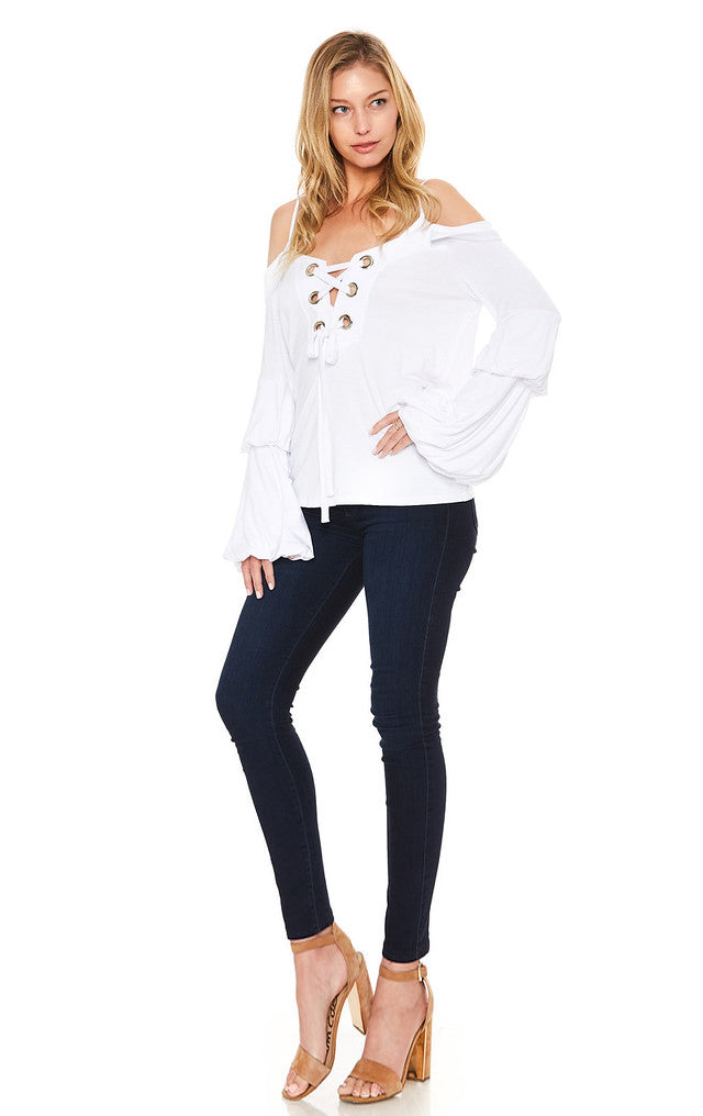 SERAFINA OFF SHOULDER TOP (WHITE)-VT1996S
