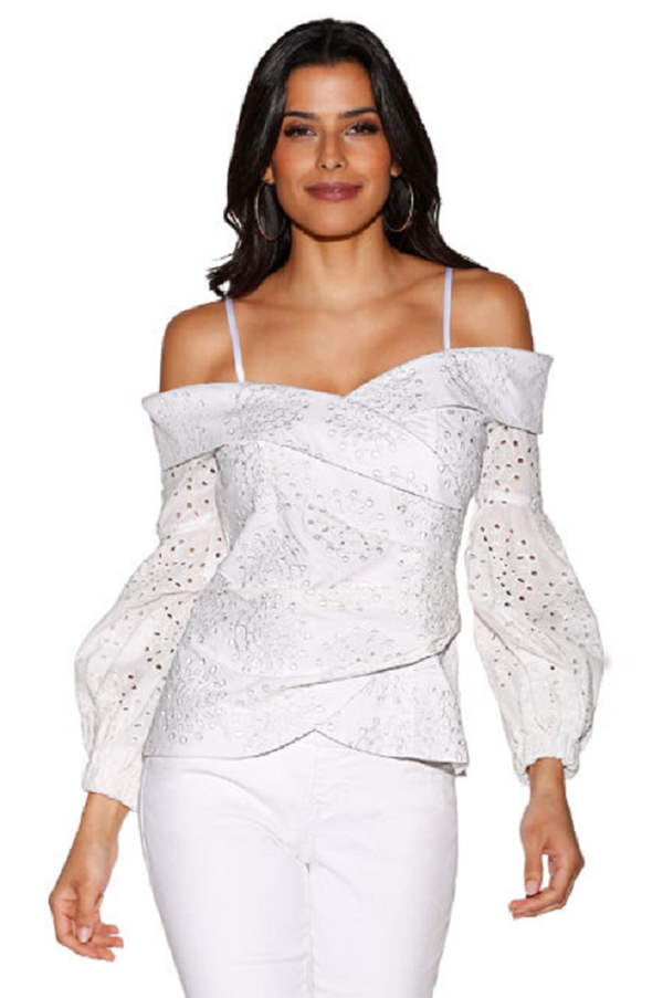 ALANA OFF SHOULDER TOP (White)- VT2078