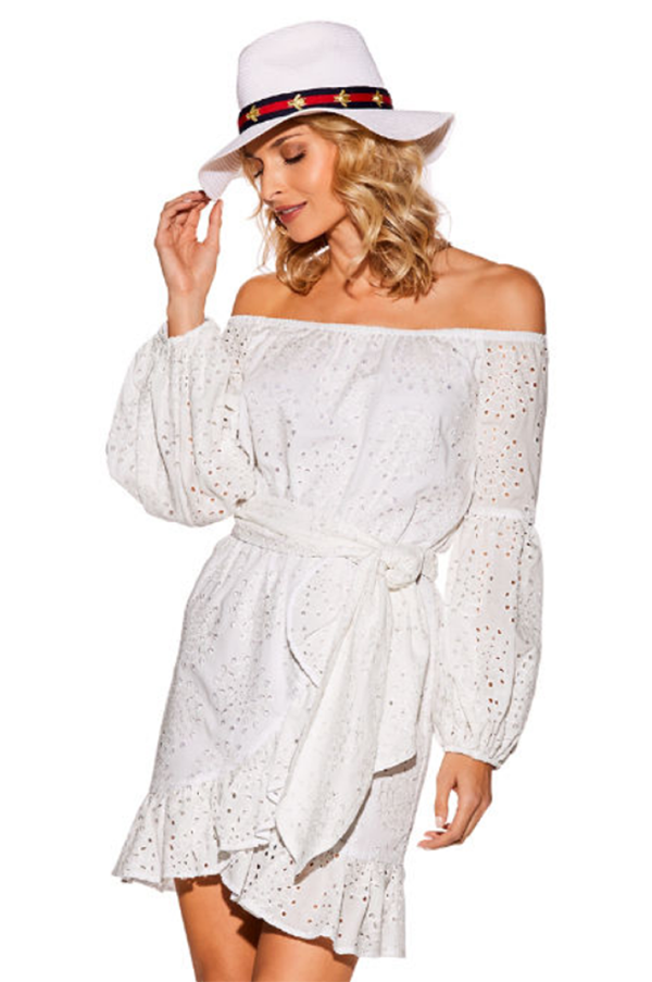 ALANA OFF SHOULDER DRESS (White)- VD2080