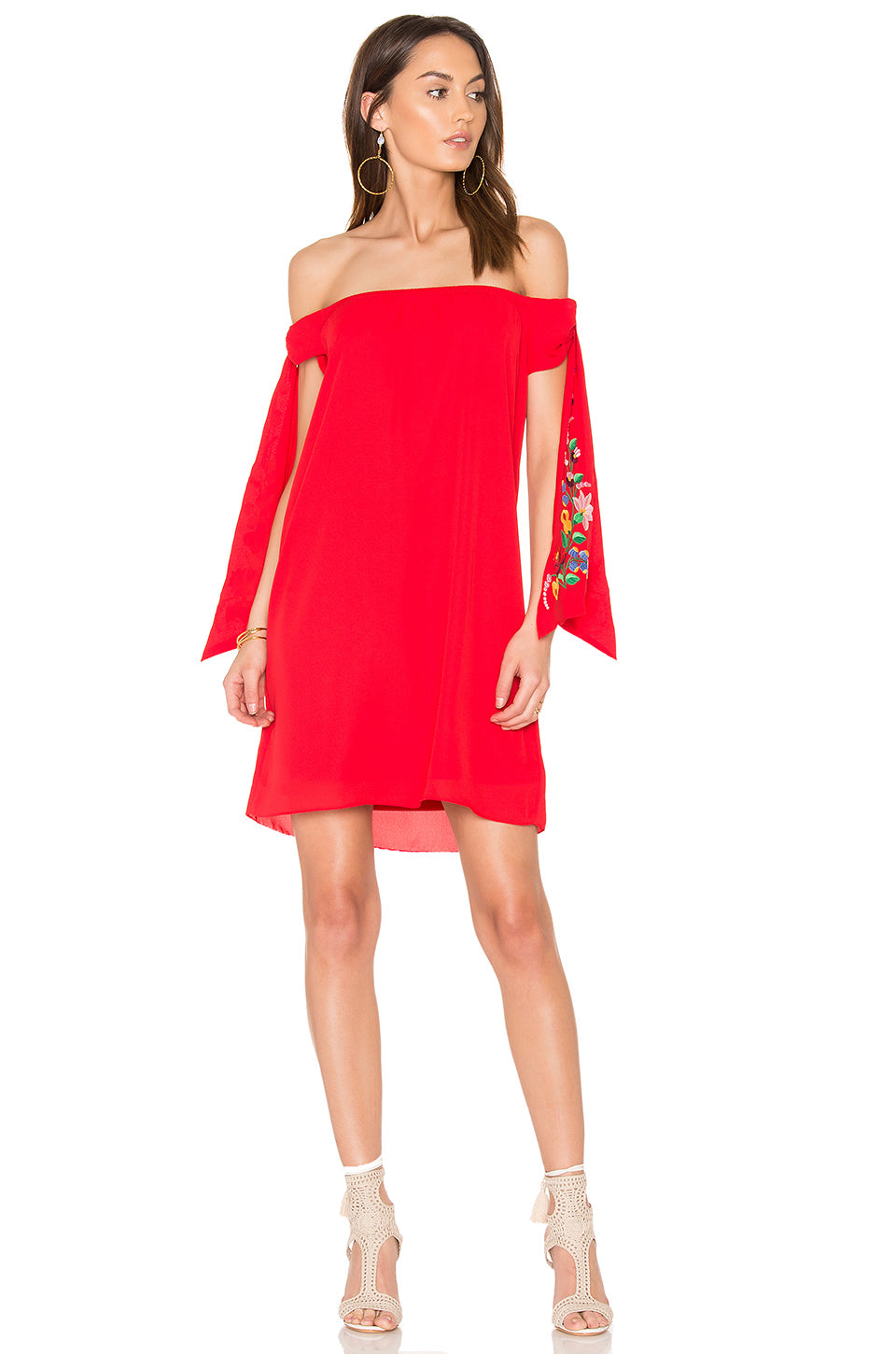 ENGLEBERTA OFF THE SHOULDER DRESS(Red)-CVD1543
