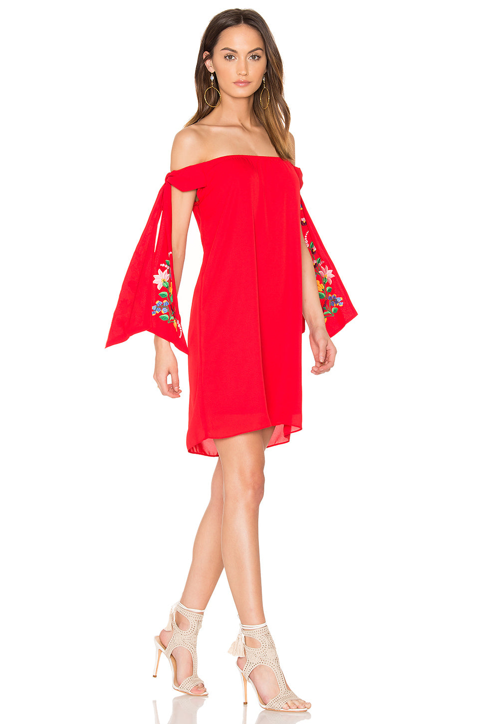 ENGLEBERTA OFF THE SHOULDER DRESS(Red)-CVD1543