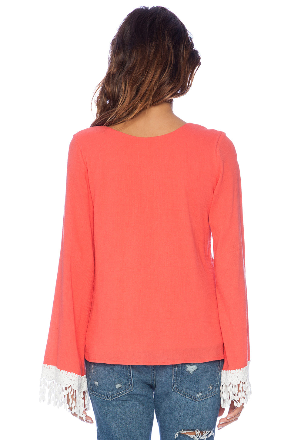 TERESA LONG SLEEVE TOP (CORAL)-CVT8993
