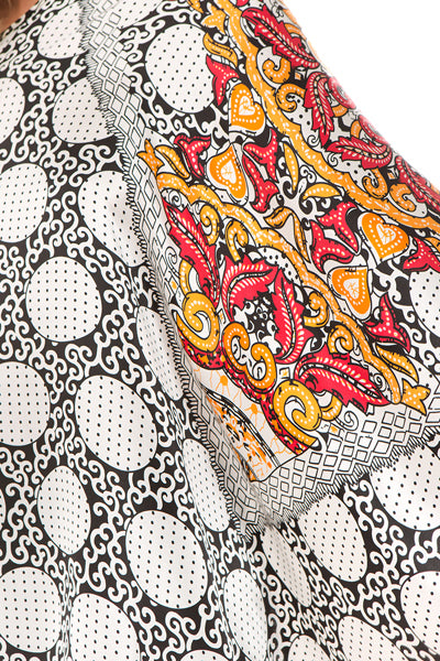 PONCHO SILK DRESS (White/Black Dot)- VD1642