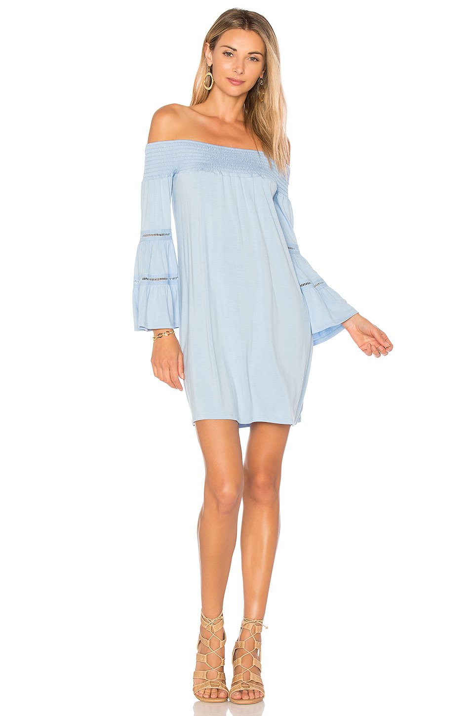 LUANA OFF THE SHOULDER DRESS (BLUE)- VD1766