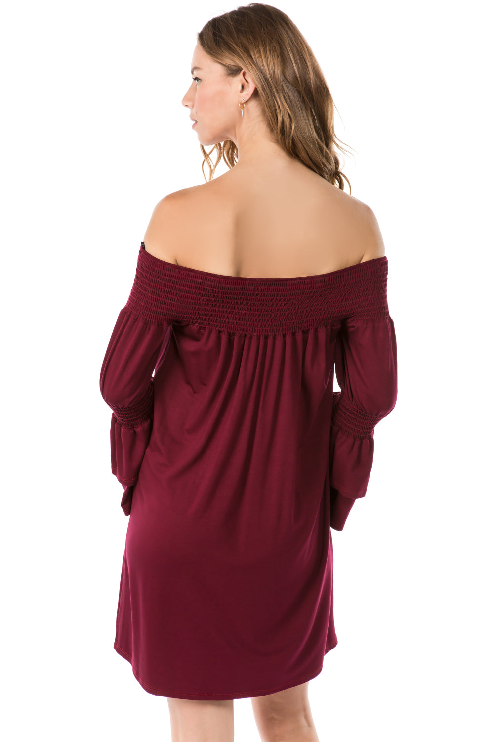 DAISY OFF SHOULDER DRESS (D. WINE)- VD1885