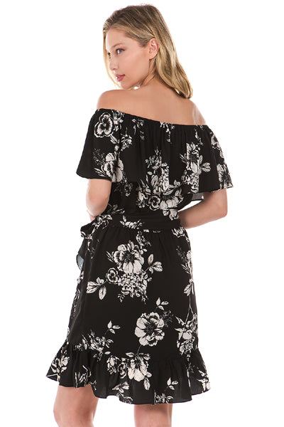 PRIYA OFF SH DRESS (Black)- VD2161