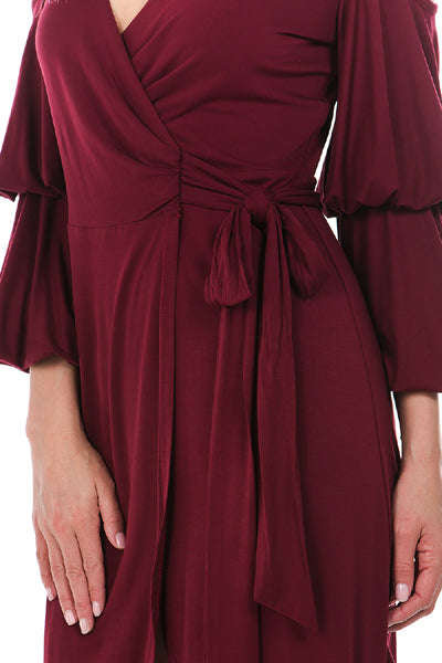 LEILANI WRAP DRESS (Wine)- VD2193