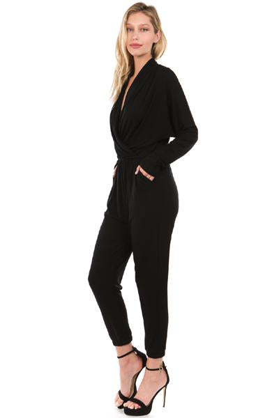 BROOKLYN LONG SLEEVE JUMPSUIT (BLACK)- VD2202