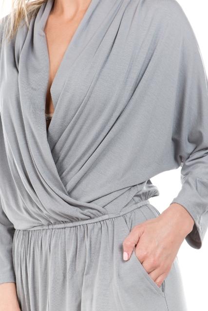 BROOKLYN LONG SLEEVE JUMPSUIT (GREY)- VD2202