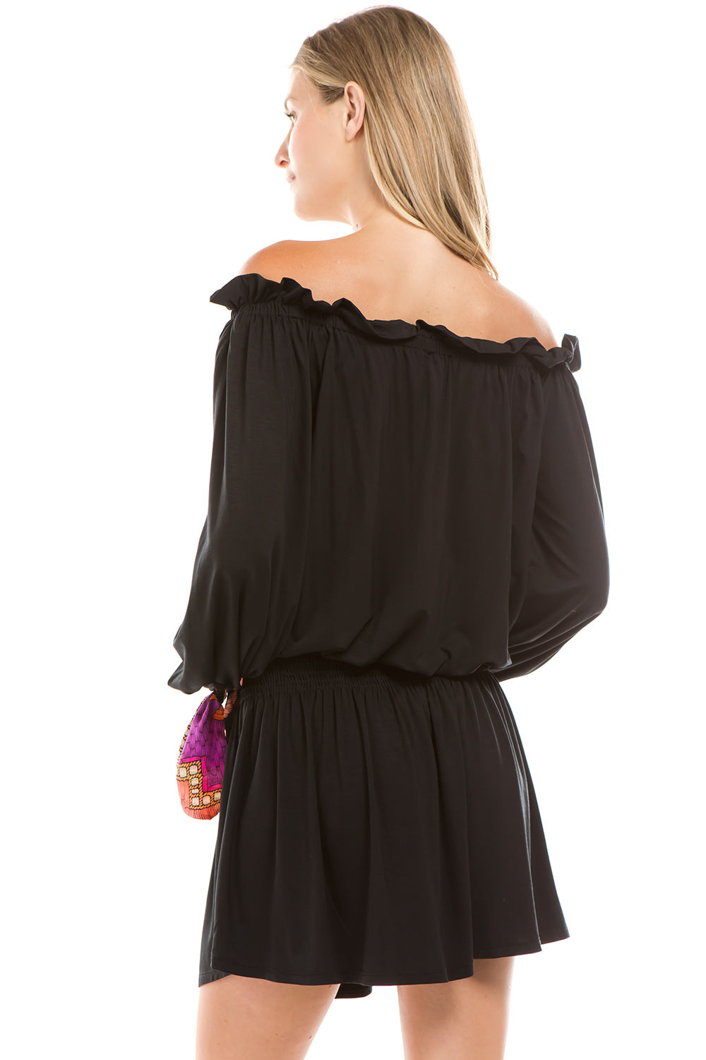 SLOANE OFF SHOULDER DRESS (BLACK)-VD2351