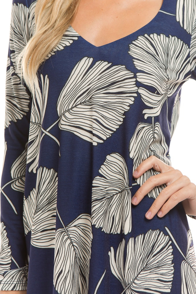 LUCIA LONG SLEEVE DRESS (Navy) - VD2357