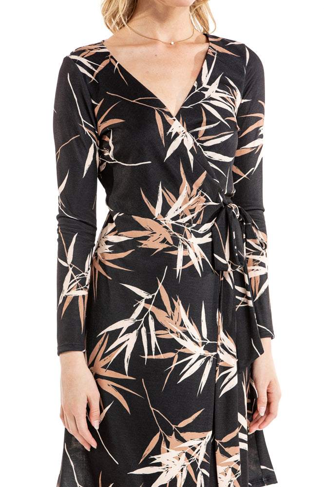 BAMBOO WRAP DRESS (Black)- VD2371