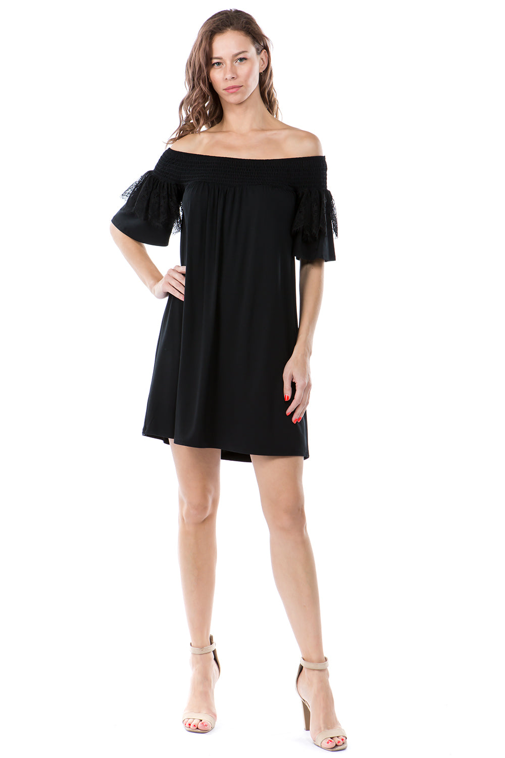 NANCY OFF SHOULDER DRESS (BLACK)- VD2556