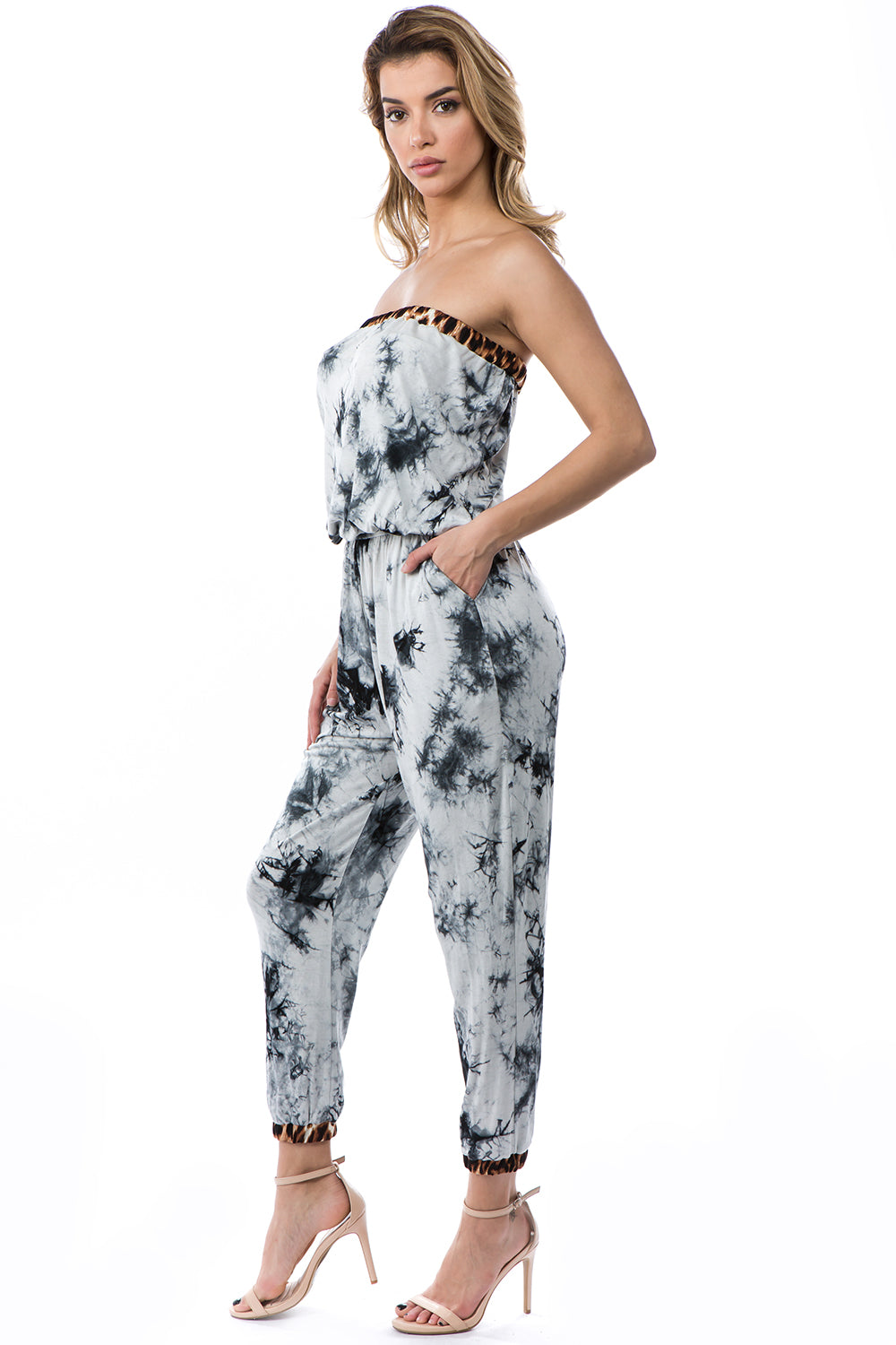 JULIA JUMPSUITS (BLACK/WHITE TIE DYE)- VD2714T