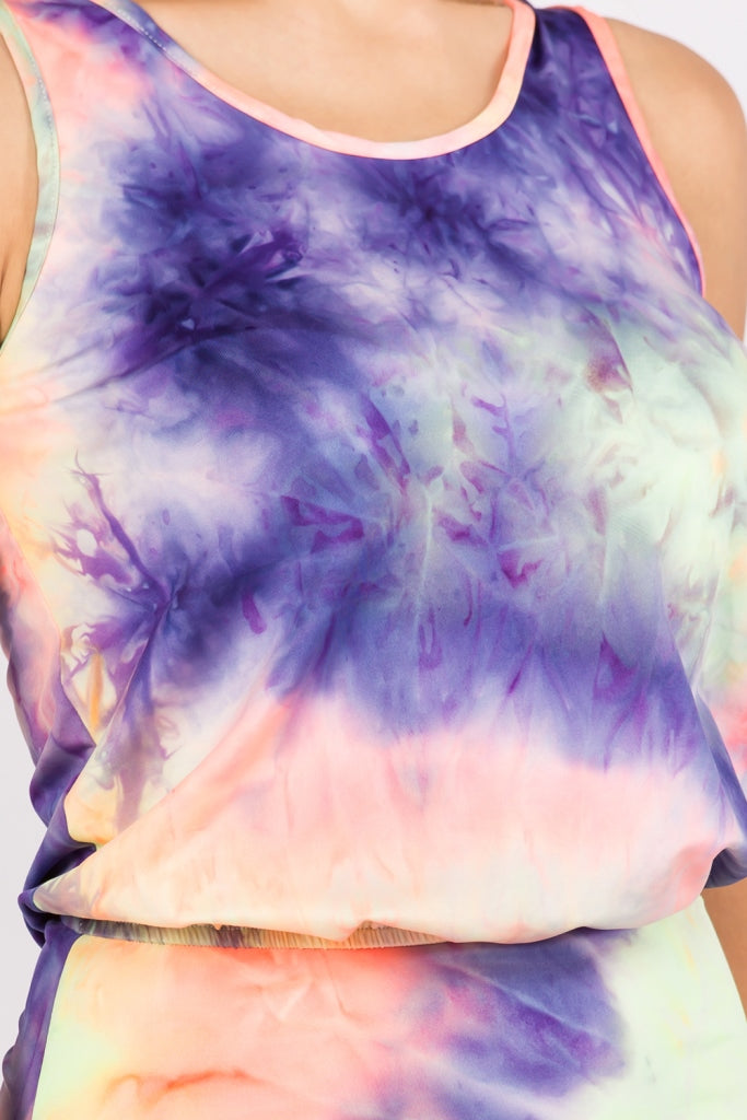 AGNES MINI DRESS (NEON PURPLE TIE DYE)- VD2763T