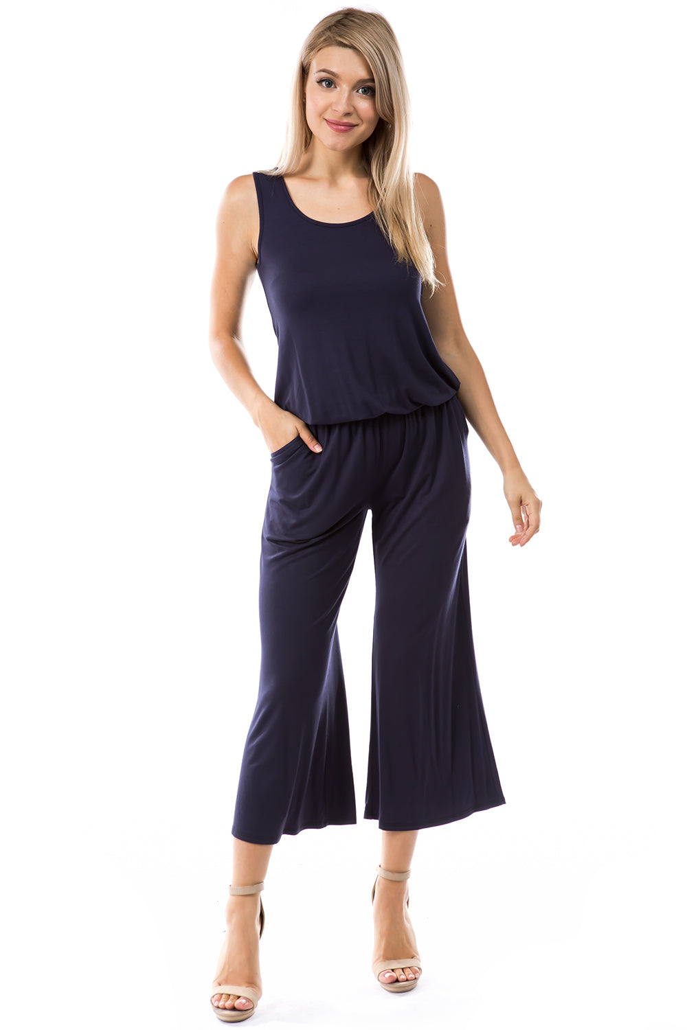 AGNES CAPRI JUMPSUITS (NAVY)- VD2764