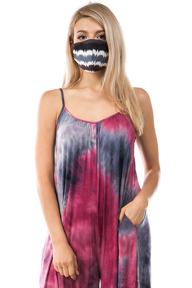 AGNES WIDE CAPRI JUMPSUITS (DARK MOON TIE DYE)- VD2765T
