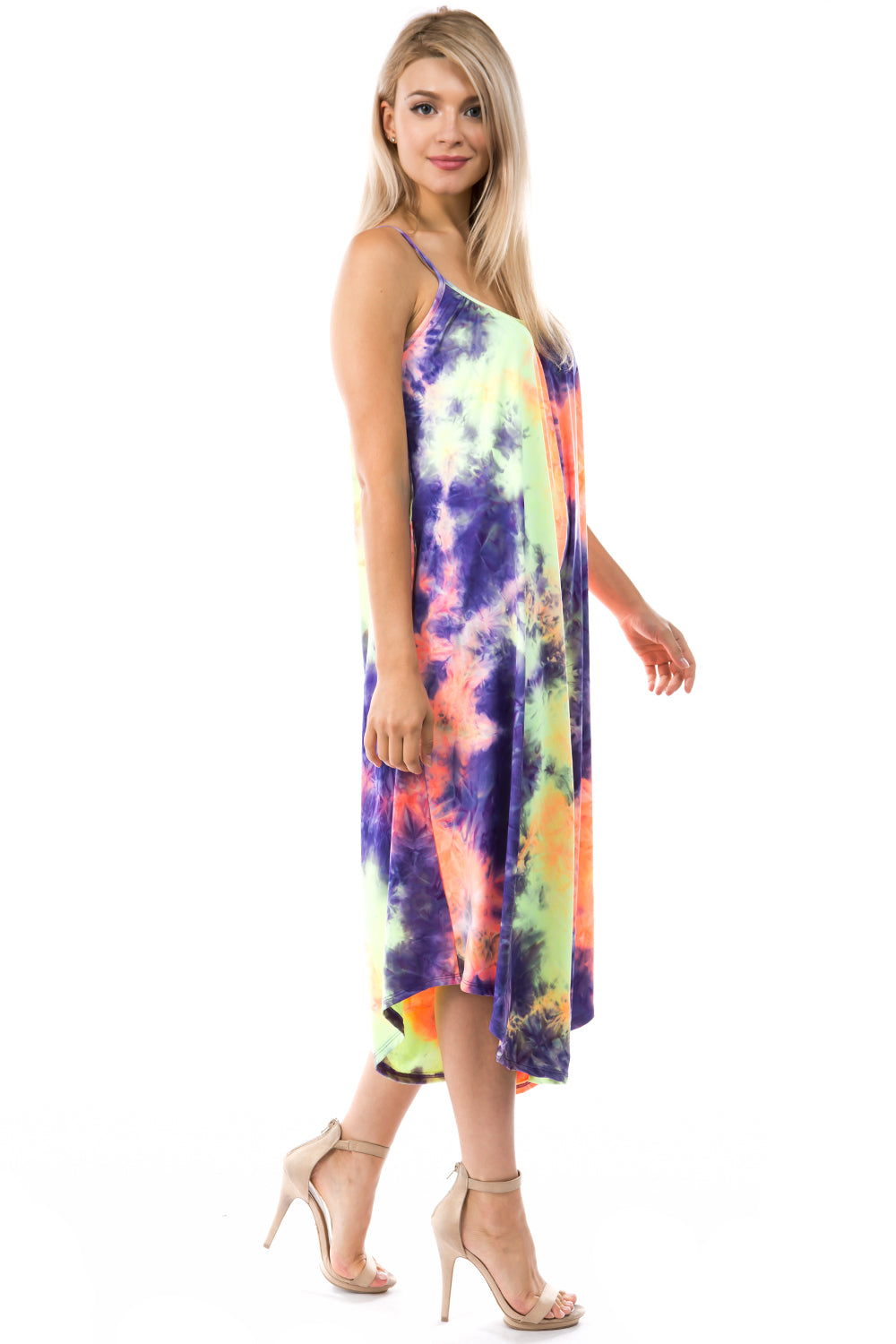 AGNES WIDE CAPRI JUMPSUITS (NEON GREEN TIE DYE)- VD2765T
