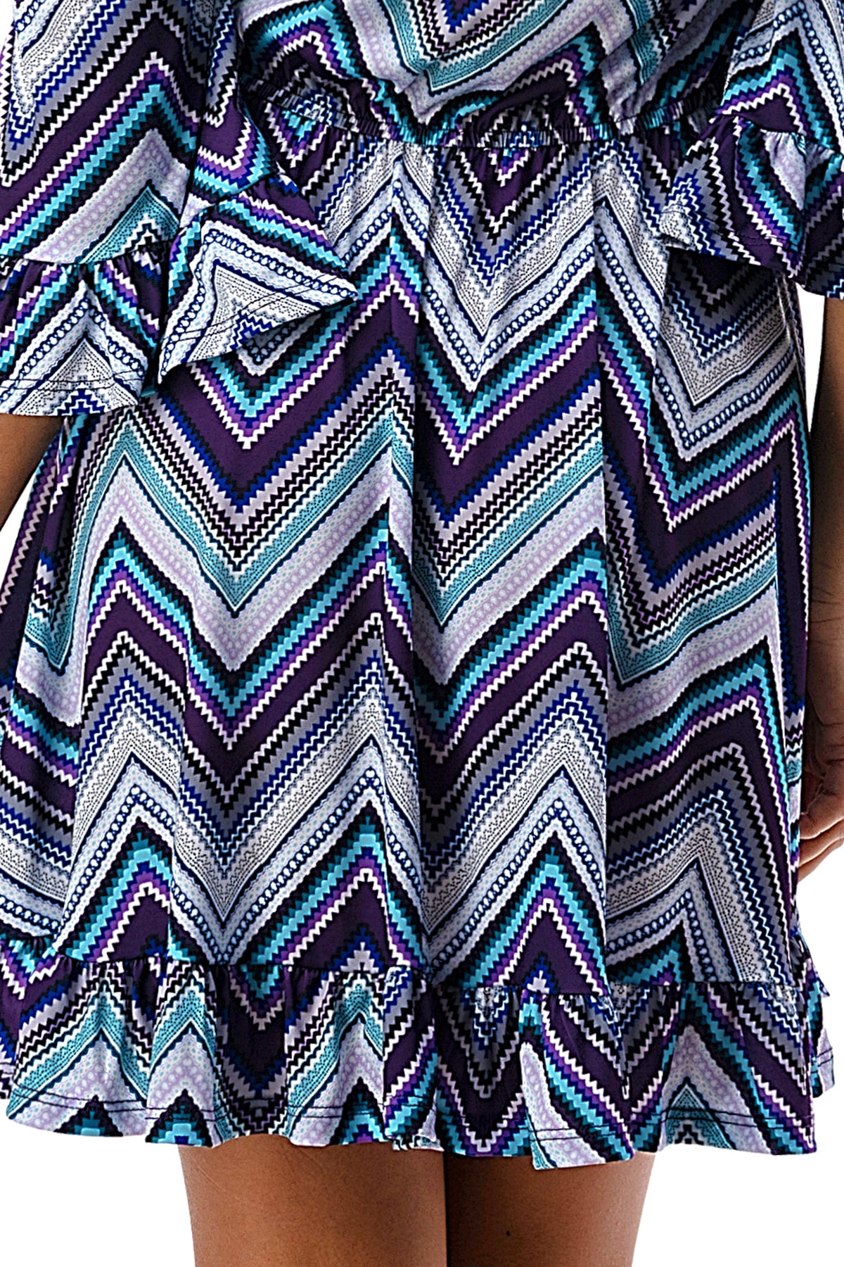 ANNA OFF SHOULDER DRESS (BLUE CHEVRON)- VD3124
