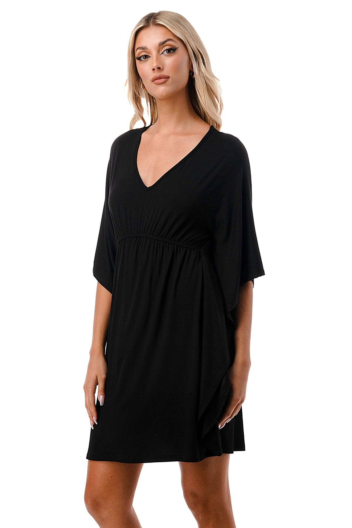 ANNA KIMONO DRESS (BLACK)- VD3130
