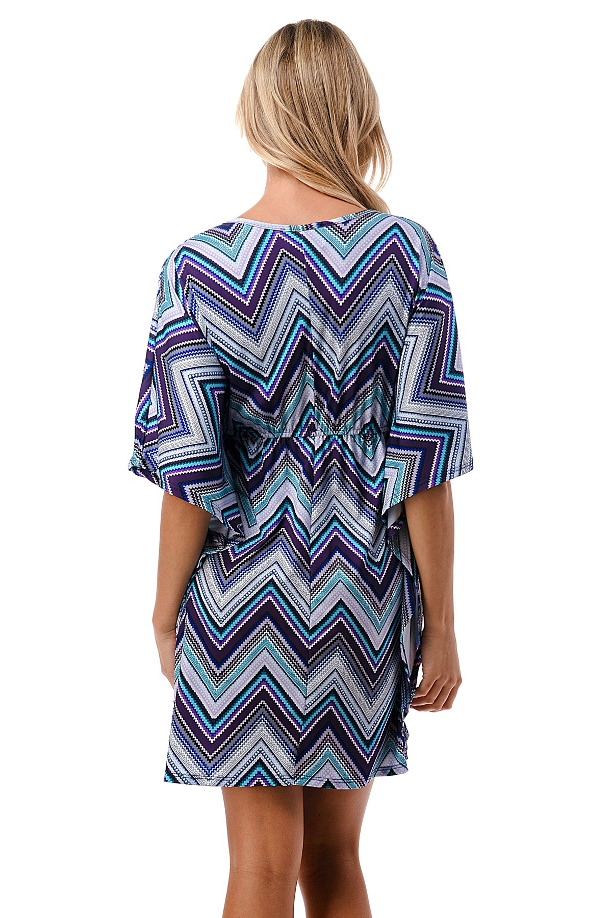ANNA KIMONO DRESS (BLUE CHEVRON)- VD3130