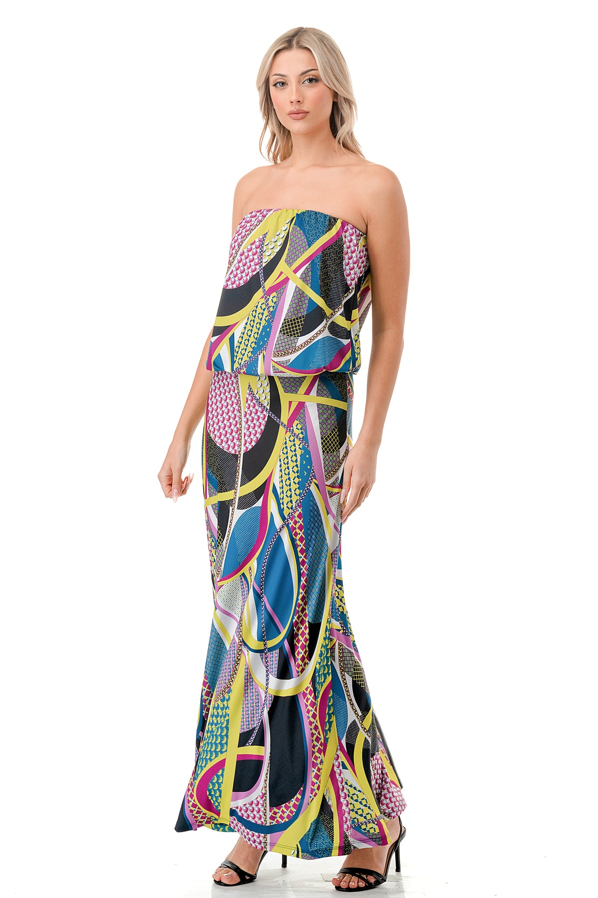 ANOUK TUBE LONG DRESS (BLACK PURPLE GEO)- VD3200