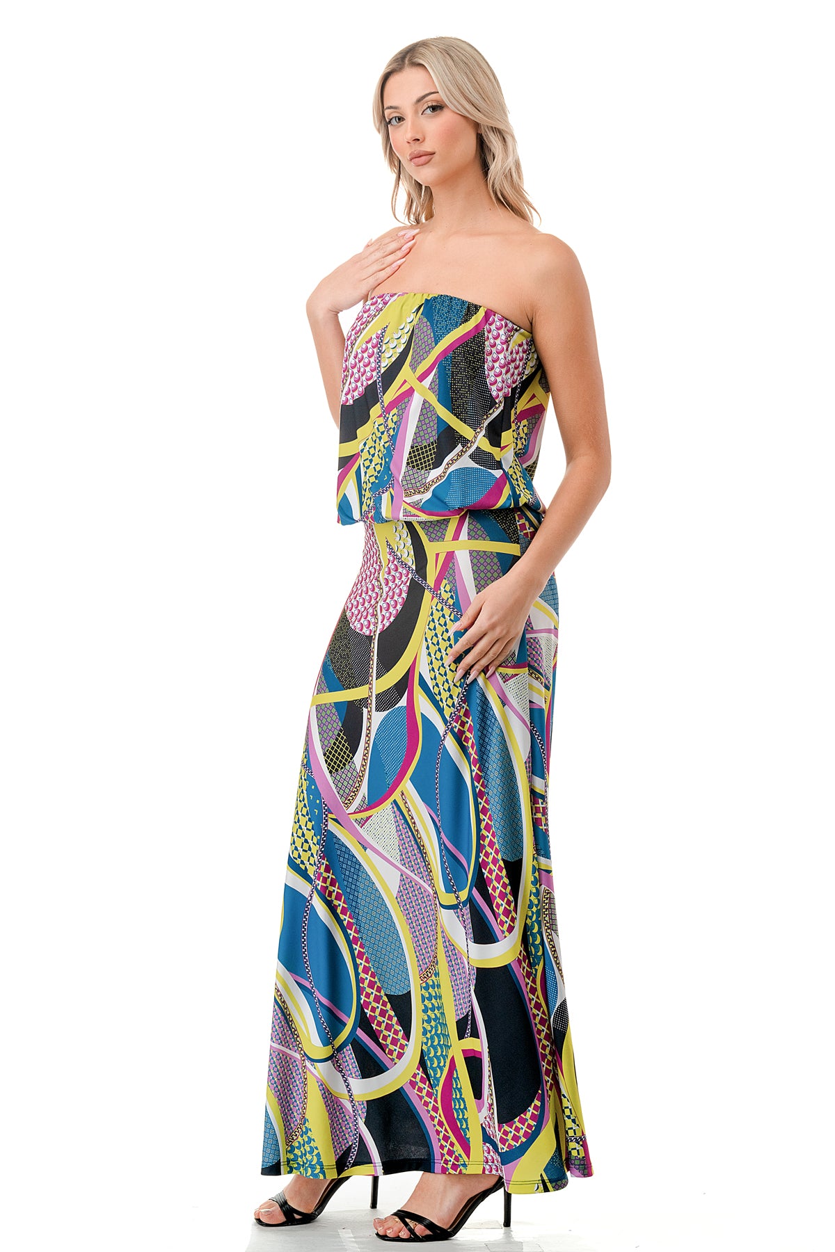 ANOUK TUBE LONG DRESS (BLACK PURPLE GEO)- VD3200