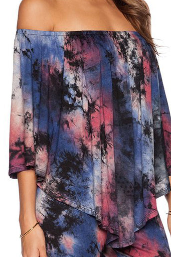 JILL STRAPLESS JUMPSUIT (NAVY TIE DYE)- JD7152T (VD9538)