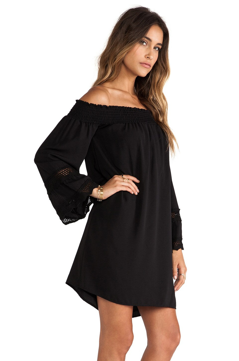 HARLEY OFF SHOULDER DRESS (BLACK)- VD9087