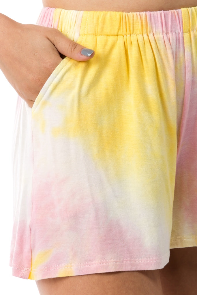CORA SHORT PANTS (PINK YELLOW TIE DYE)- VP2759T