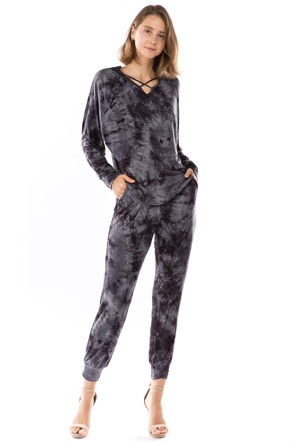 LUX JOGGER PANTS (CHARCOAL TIE DYE)-VP2780T