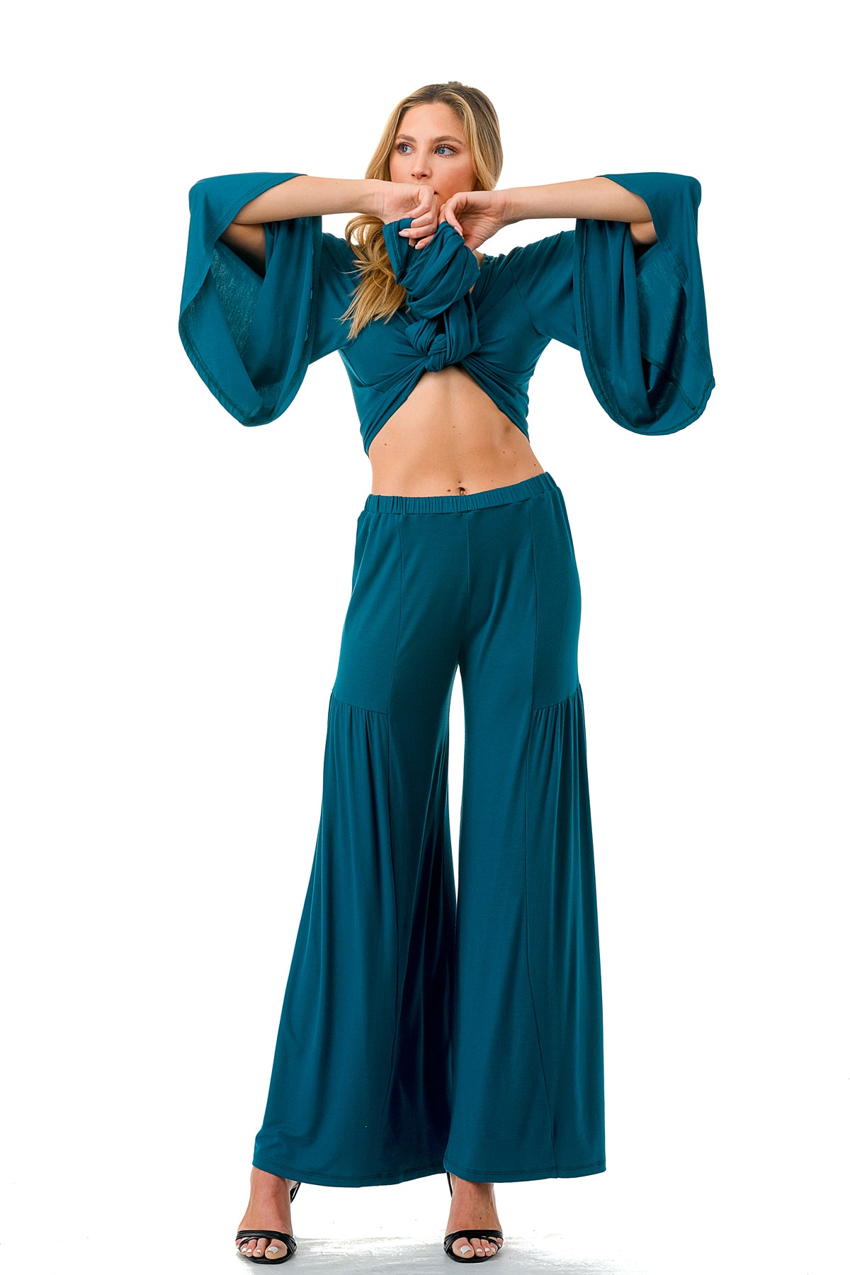 ANOUK WIDE BOTTOM PANTS (TEAL)- VP3214