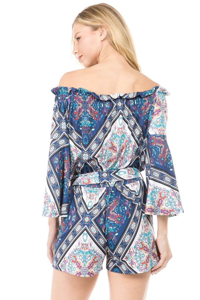 NINA BELL SLEEVE ROMPER (MULTI)- VR2512