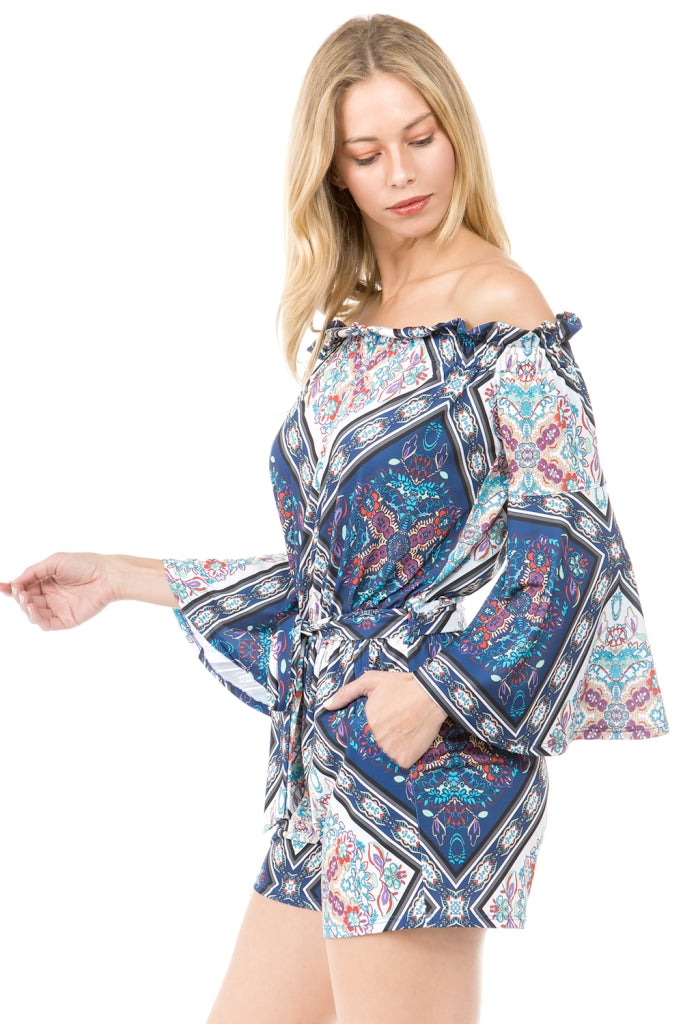 NINA BELL SLEEVE ROMPER (MULTI)- VR2512