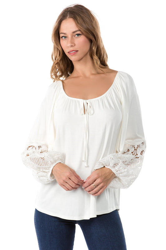 GENESSA LONG SLEEVE TOP (OFF WHITE)- VT1018