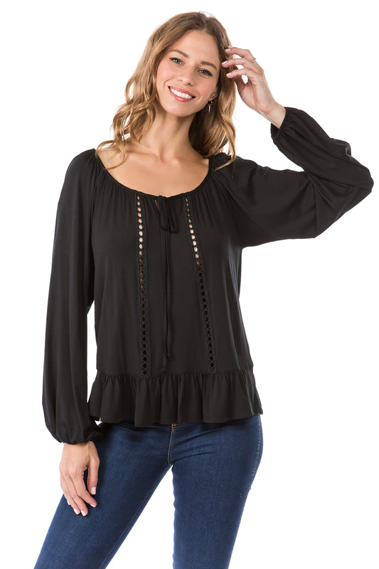 JAYNE LONG SLEEVE TOP (BLACK)- VT1180