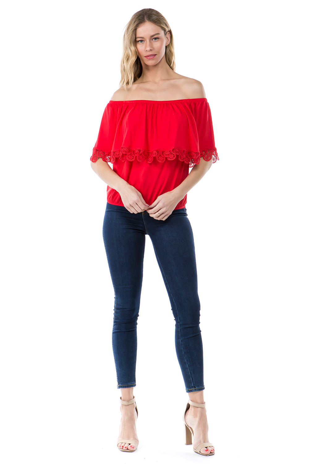 BAMBI OFF SHOULDER TOP (RED)- VT1234