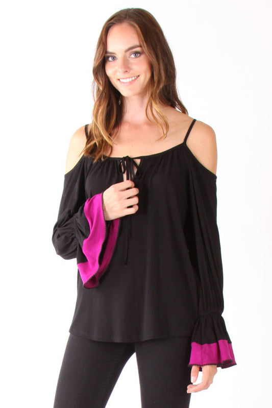 YOORI OPEN SHOULDER TOP(BLACK)-VT1240