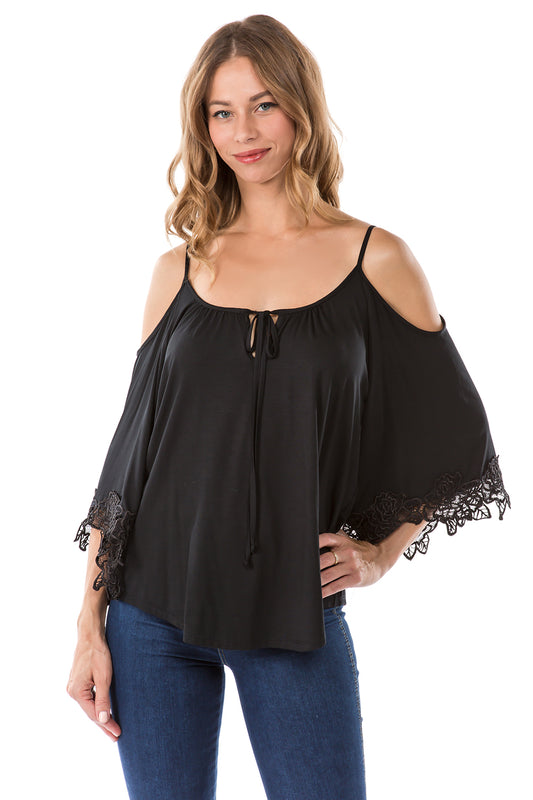SHANTA OPEN SHOULDER TOP (BLACK)- VT1245