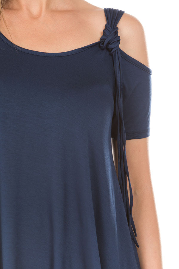 LILIANA OPEN SHOULDER TOP (Navy)- VT1372