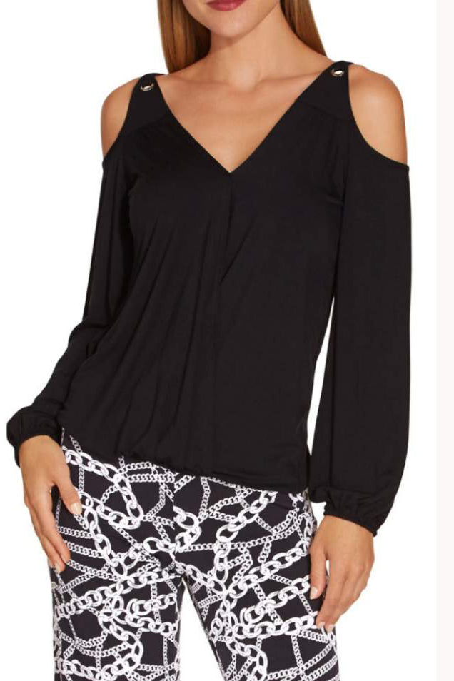 GALIA OPEN SHOULDER TOP (BLACK)- VT1376