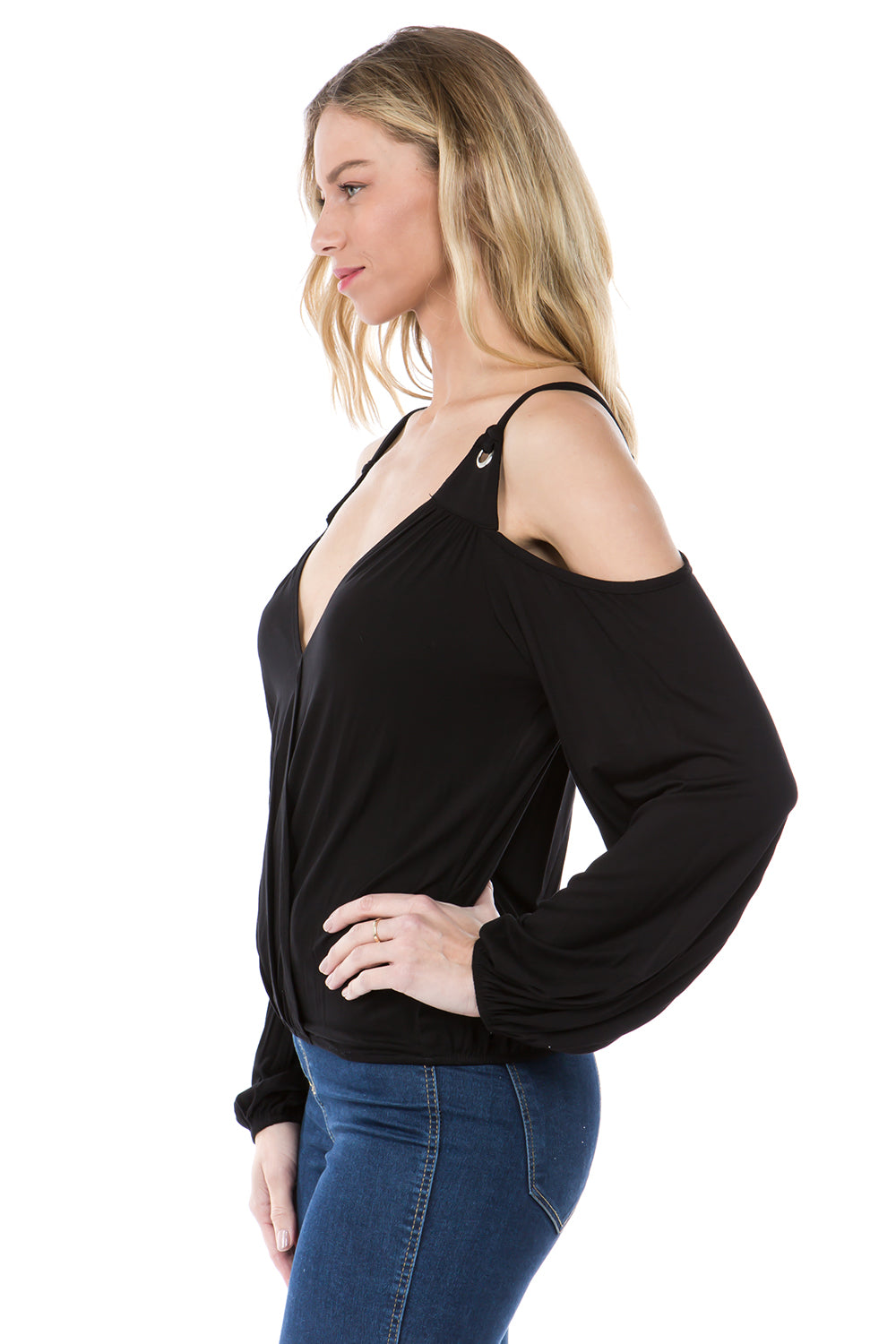 GALIA OPEN SHOULDER TOP (BLACK)- VT1376