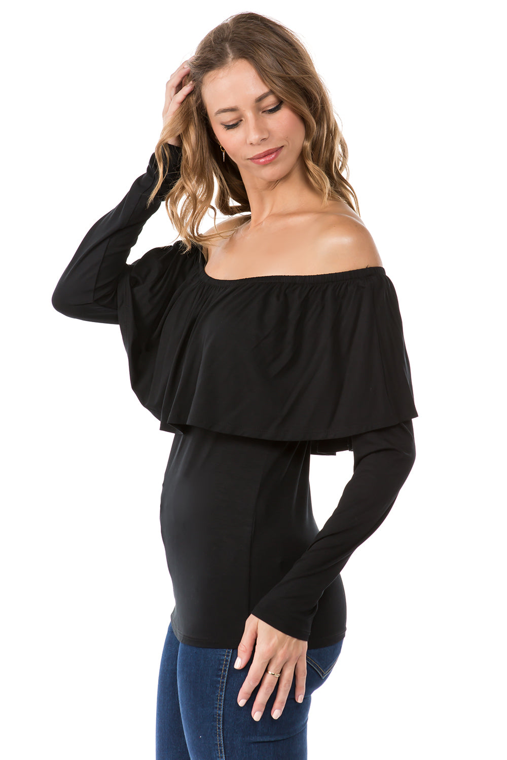 KAILA OFF SHOUDER TOP (BLACK)- VT1514