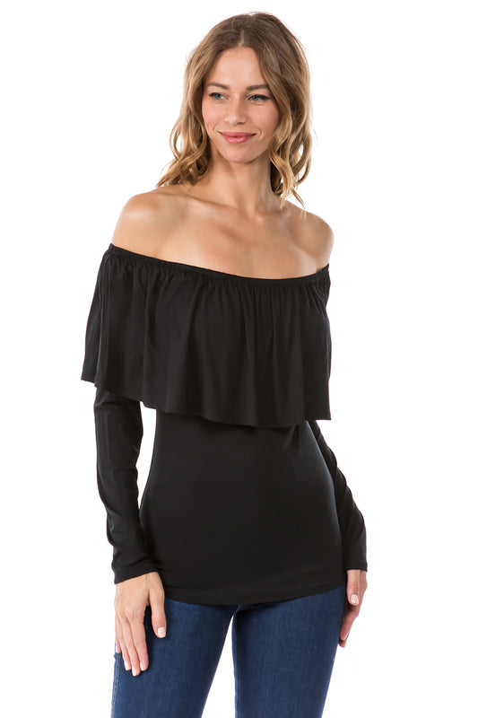 KAILA OFF SHOUDER TOP (BLACK)- VT1514