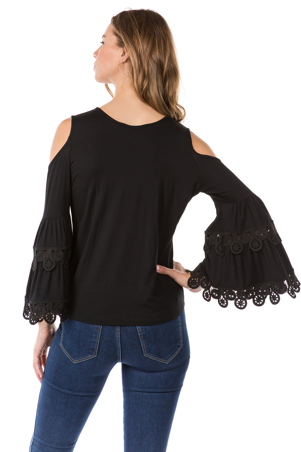KAILA BELL SLEEVE TOP (BLACK)- VT1515