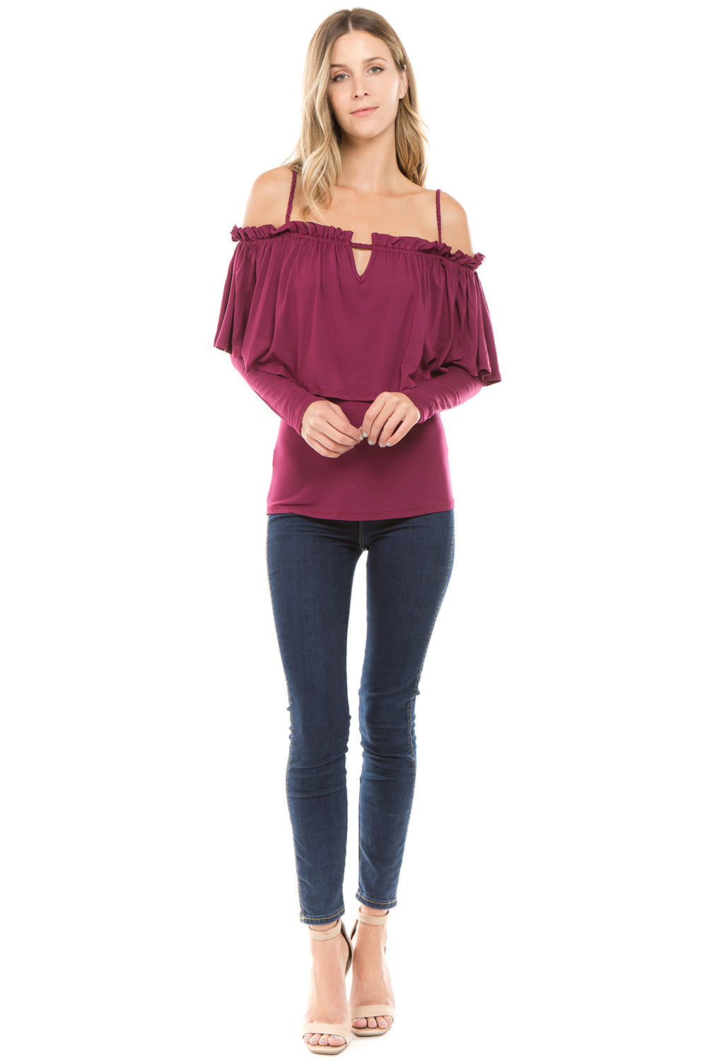 OHANNA OFF SH TOP (WINE)-VT1539